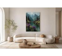GUCSMN Peinture sur Toile Montagnes Lacs Iris, Affiches de Paysage Naturel, Impression Mural -Décoration d'intérieur Murale pour Salon Chambre à Coucher, Sans Cadre - 50x70cm
