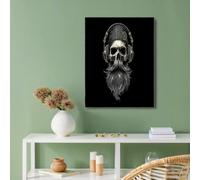 GUCSMN Tableau Moderne sur Toile Sans Cadre - Images Style Sombre - Avec des Casque Audio Tête De Mort Peintures sur Toile - Idéal pour la Décorer de Votre Salon - 80x120cm - Noir
