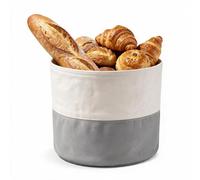 Gudalea Corbeille à pain moderne en tissu mélangé de coton 22,5 x 25 cm | Corbeille à pain pour petit-déjeuner et rangement, sac à pain en beige/gris - comme panier à pain ou panier cadeau