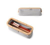 GUDEE UROKI Trousse à crayons légère et spacieuse avec cadre en bambou et ouverture magnétique pour organiser les fournitures de bureau - 7,8 x 7,9 x 7,8 cm, pour homme et femme, bleu infini