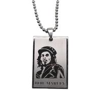 GuDeKe Acier Inoxydable Portrait des Gens Bob Marley Collier Pendentif pour Femmes Hommes avec chaîne de 60cm 56598