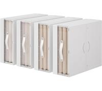 GUDEMAY Lot de 4 Boite Rangement Sous Lit | Rangement Drap Lit Pliable Plastique avec Poignée | Organisateur Armoire Chambre idéal pour Ranger Vêtements, Draps, Couvertures, Couvre-Lits | Blanc