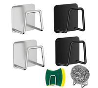 Gudemoore 4 Pièces Porte-Eponge en Acier Inoxydable Support Auto-Adhésif pour Rangement de Cuisine et Salle de Bain