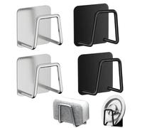 Gudemoore 4 Pièces Porte Eponge Evier Cuisine,Range Eponge Evier en Acier Inoxydable,Porte Eponge Adhesif,Support Eponge Evier Cuisine,Porte Éponge Cuisine,Rangement de la Cuisine et la Salle de Bain