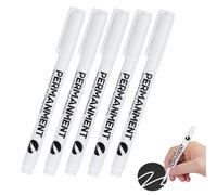 Gudemoore 5 Pièces Marqueur Blanc Permanent, Stylo Blanc ImperméAble et SéChage Rapide, pour Bois, Pierre, Plastique, Cuir, Verre, Métal, Toile, Céramique