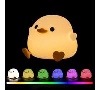 Gudemoore Duck Veilleuse Enfant Rechargeable, 7 Couleurs LED Veilleuse Bébé, Portable Lampe Enfant à Gradation Tactile, Silicone Canard Lampe Bebe Kawaii pour Chambre Décoration de Bébé