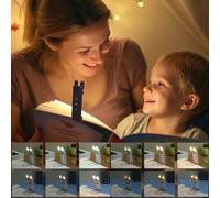 Gudemoore Lampe de Lecture Rechargeable - 4 Couleurs, 6 Perles LED à Haut Rendu Chromatique, Tête Rotable 270° - Liseuse pour Lire au Lit (Noir)