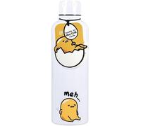 Gudetama Paladone Bouteille d'eau réutilisable en métal sous licence officielle Motif œuf paresseux Argenté/jaune