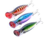 GudGmtoy Leurre flottant Popper Bait Leurres de pêche en eau de surface Leurre de pêche en eau salée Leurres artificiels durs Leurres pour bar de mer, brochet, perche, maskiné