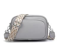 GUDIDBAG Sac Bandoulière Femme en Cuir Moderne - Sacoche à Main avec Sangle Réglable et Amovible - Large Bandoulière Gris