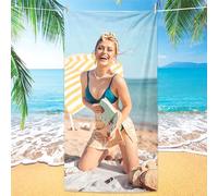 Gudina Serviette de Plage Personnalisée/Serviette de Plage Personnalisée avec Photo/Image/Texte/Nom. IIdéal pour Voyager, Nager, Camping, Vacances, Serviette de Plage Iégère pour Adultes-50 * 100CM