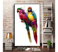 GUDOJK Peinture décorative Coloré Oiseau Couple Animaux Toile Peinture Mur Photos pour Salon Affiches et Gravures Aquarelle Affiche Décoration-40x60cm