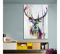 GUDOJK Peinture Murale Peinture animalière coloré Mur de Toile de cerf Photos pour Salon Bureau Chambre Moderne Toile Peinture à l'huile affiches-70x100cm