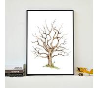 GUDOJK Peinture sur toile murale à empreintes digitales Arbre généalogique Peinture sur toile Livre d'or Fête prénatale Mariage Signatures Imprimés 60 x 80 cm