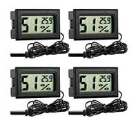 GuDoQi Digital LCD Thermomètre Hygromètre pour Aquarium, 4 Pièces, Moniteur de Température avec Sonde pour Aquarium, Reptiles, Volaille Incubateur