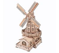 GuDoQi Puzzle 3D, Moulin à Vent Hollandais, Construction Bois Adulte, Fabriquer Votre Propre Kit de Bois, Idée de Cadeaux de Jouets D'Assemblage de Bricolage