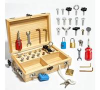 Gudotra Montessori Mallette à outils pour enfants Vis Busy Board Bois Planche à vis Montessori Jouet Cadeau Garçon pour Anniversaire Noël