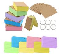 GUDQVOZIHG Lot de 600 Cartes d'apprentissage Colorées avec 6 Anneaux de Reliure, 12 Reliures, en Papier Kraft pour Bureau, Maison, École, Inserts d'apprentissage