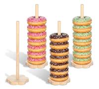 guduling Kesper Lot de 4 présentoirs à bretzel en bois pour accessoires de cheveux, beignets, biscuits ronds, convient pour les fêtes et les buffets