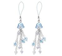 guduling Lot de 2 porte-clés méduses - Accessoires esthétiques Kawaii - Pendentif de téléphone portable Y2K pour sacs, porte-clés, appareil photo et porte-monnaie - Bleu (15,5 x 2,2 x 1,8 cm)