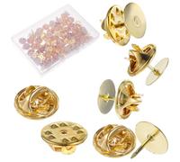 Guduling Lot de 50 fermoirs papillon en métal avec aiguilles de 10 mm, dorées, pour la fabrication de broches, cravates, chapeaux, badges