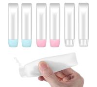 Guduling Lot de 6 bouteilles de voyage vides de 50 ml, transparentes, rechargeables, anti-fuite, taille de voyage, pour articles de toilette, maquillage, shampooing