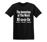GUE The Invention of The Word Boob Parody Funny Comical HUMOROADULT Tee T-T-Shirts à Manches Courtes Black(XX-Large)