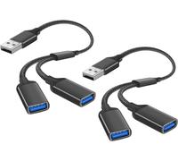 GUEB-2Pcs Câble De Splitter Usb,2 En 1 Usb Mâle Vers 2Usb 2.0 Tête De Femme Splitter,Charge Du Cordon D'Alimentation D'Extension,Transfert De Données Expander Pour Mac,Car,Xbox One,Ps5,Laptop