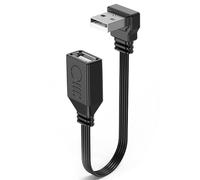 GUEB-90Degree Short Usb Extension Cable 4Inch,Up Angle Usb 2.0 Male To Female Flexible Flat Cord Support Charging And Data Transfer,For Car,Laptop,Printer,Scanner,Keyboard,Mouse (Down Angle)
