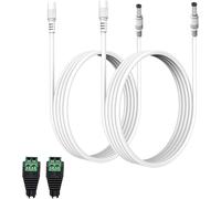 GUEB-Câble D'Extension Dc De 5 M Avec 1 Prise Pour Connecteurs Dc,Idéal Pour Bandes Led (Ksipze,Grovee),Box Tv (Nokia 8010,Tx3 Mini+) Et Caméras De Sécurité (Univivi,Tonton) - 2-Pack Blanc
