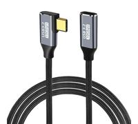 GUEB-Câble D'Extension Usb C Coudé À 90 Degrés,Câble Usb3,2 Gen2 10Gbps,Rallonge Mâle À Femelle De Type C À Angle Droit 100W / 5A Cordon Tressé En Nylon À Charge Rapide (2M/6.5Ft)