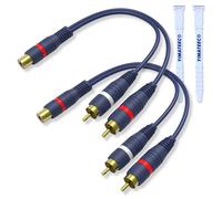 GUEB-Câble Répartiteur Rca Câbles Audio Adaptateur Câble Y Rca 1 Femelle À 2 Mâle Doubleur R-C-A Audio Pour Caisson De Basse Voiture,Haut-Parleur,Home Cinéma (15Cm,1 Femelle À 2 Mâle,Paquet De 2)