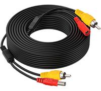 GUEB-Cctv Vidéo Cable Rallonge Rca Jack Câble + Dc D'Alimentation 2.1X5.5Mm Plug 2-In-1 Pour Recul Voiture Prise Phono Connecteur Caméra Moniteur 15M 50Ft