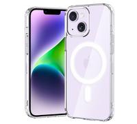 gueche Coque de protection pour iPhone 14, compatible avec MagSafe, protection selon la norme militaire, anti-jaunissement, anti-chocs, magnétique, transparente