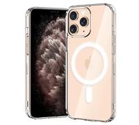 gueche Coque pour iPhone 11 Pro, compatible avec MagSafe, transparente, magnétique de qualité militaire, protection contre les chutes, anti-jaunissement, coque de protection robuste et résistante aux