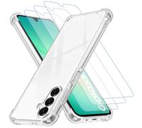 gueche Coque pour Samsung Galaxy A26 avec 3 Verre Trempé, Anti-Jaune Étui de Protection Antichoc Anti-Rayures, Transparente TPU Silicone Bumper Case pour Phone Case, Cover, Transparent