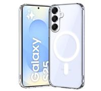 gueche Coque pour Samsung Galaxy S25, Transparente Silicone TPU Bumper Housse Case Cover, Compatible avec MagSafe & Anti-Rayures, Dos Rigide Transparent - HD Clair Étui de Protection