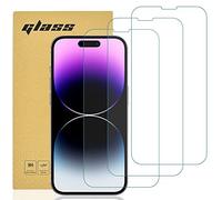 gueche Lot de 3 films protecteurs d'écran pour iPhone 14 Pro et iPhone 15, compatibles avec les coques, installation facile, film en verre trempé anti-rayures 99,99 % de clarté HD, 6,1"