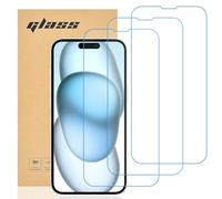 gueche Verre Trempé compatible iPhone 15, iPhone 15 Pro, iPhone 16, [Lot de 3] Protection d'écran Pour iPhone 15 [Extrêmement résistant aux rayures] [Haute définition] [Facile à installer]