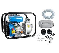 Güde 94503 Kit de motopompe GMP 15.22, moteur 4 temps, débit : 15 000 l/h, hauteur maximale de refoulement : 22 m, motopompe à essence, bleue, noire