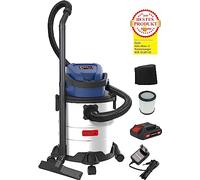 Güde Aspirateur Sec/Humide NTS 18-201-05 (18 V, Easy-Energy-Exchange, réservoir en Acier Inoxydable de 20 l, Fonction soufflage, Tuyau de 2 m, avec Divers filtres + Brosse à Joints/Sol, Batterie 2 Ah