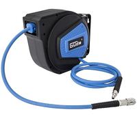 Güde Enrouleur de tuyau automatique de 10 m (pression de travail 12 bar, pivotant à 180 °, tuyau à air comprimé très flexible résistant à l'huile et à la température, filetage de raccordement 1/4",