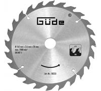GÜDE Lame de scie a bois HM 165 x 20 x 1,5 - 24z 58333