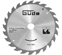 Güde lame de scie à bois HM - 20T - 165x20x24mm - pour Güde scie circulaire et Güde scie circulaire portative