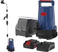 Güde Pompe à eau de pluie sans fil RFP 18-201-23 (18 V, 2000 l/h, hauteur de refoulement max. 7 m, longueur du câble 3 m, profondeur d'immersion maximale 2,5 m, batterie 2,0 Ah, chargeur rapide, temps