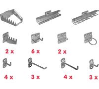 GÜDE Crochet - Lot d'accessoires pour panneau a perforations carrées 40768