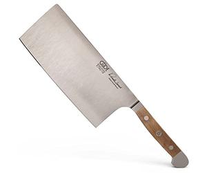 GÜDE Solingen - Chopper forgé, 18 cm, bois de chêne de baril, ALPHA-CHÊNE DE BARIL - double cône, fabriqué à la main en Allemagne
