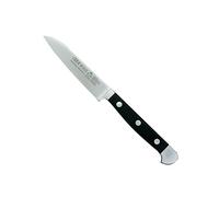 GÜDE Solingen - Couteau à steak avec dent forgée, 12 cm, POM noir, ALPHA - double mitre, fabriqué à la main en Allemagne