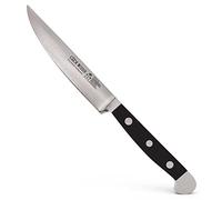 GÜDE Solingen - Couteau à steak lisse forgé, 12 cm, POM noir, ALPHA - double mitre, fabriqué à la main en Allemagne