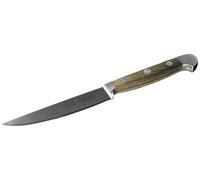 Güde Solingen - Couteau à steak Porterhouse dentelé forgé, 12 cm, bois de chêne barrique, ALPHA-FASSEICHE - double mitre, fait main en Allemagne
